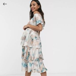 ASOS Little Mistress Maternity Floaty Off Shoulder Dress
